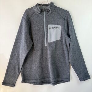 KUIU Base Camp Pullover Sweater Mens Large Gray Excellent Half Zip Fleece 14016